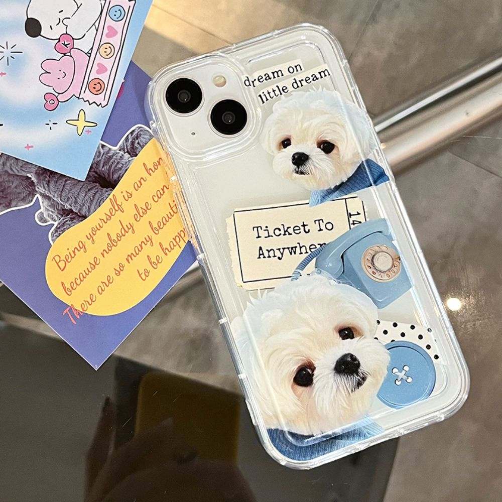 Ốp Điện Thoại TPU Mềm Chống Sốc In Hình Chú Cún Hoạt Hình Dễ Thương Cho IPhone 11 14 13 12 Pro Max