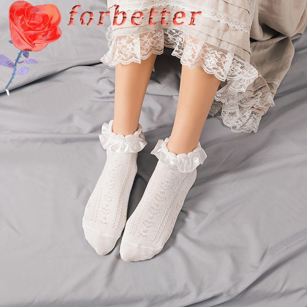 Vớ Ngắn Mềm Mại Phối Ren Họa Tiết Trái Tim Dễ Thương Cho Nữ