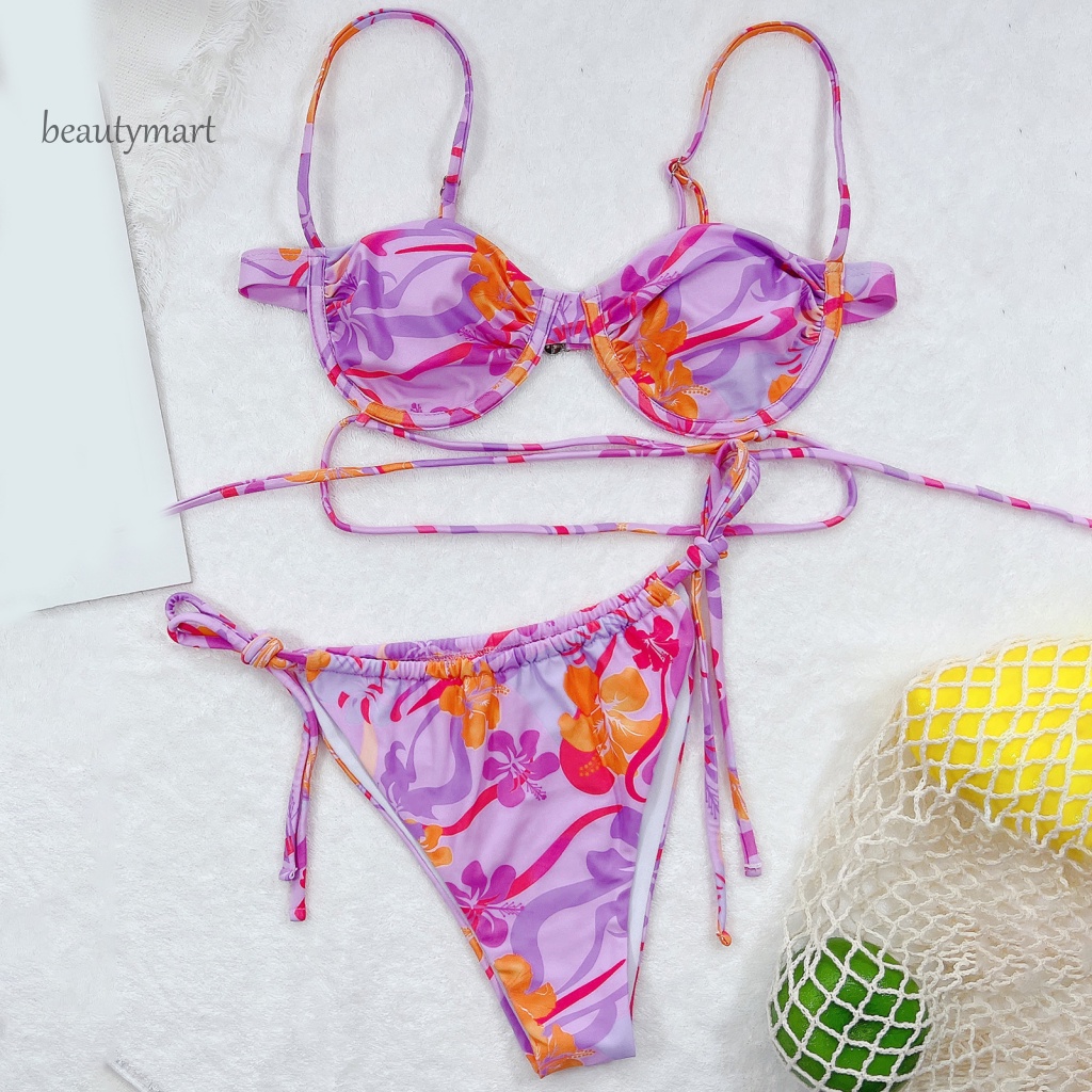 Bộ Đồ Bơi Hai Mảnh Buộc Dây Bằng Nilon Thời Trang Quyến Rũ Cho Nữ