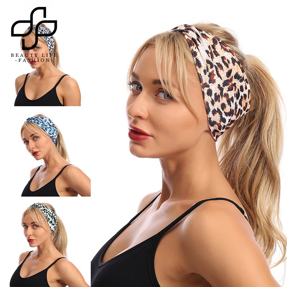 Băng Đô Cài Tóc Co Giãn In Họa Tiết Da Báo Thời Trang Cho Nữ