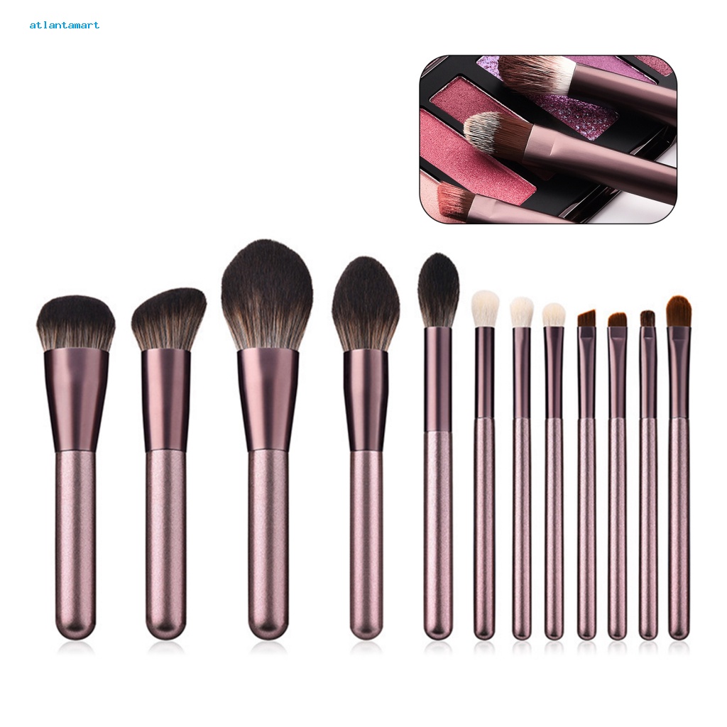 Túi Đựng Đồ Dùng Cao Cấp Tiện Dụng| Set 12 Cọ Trang Điểm Tay Cầm Bằng Gỗ Cho Nữ