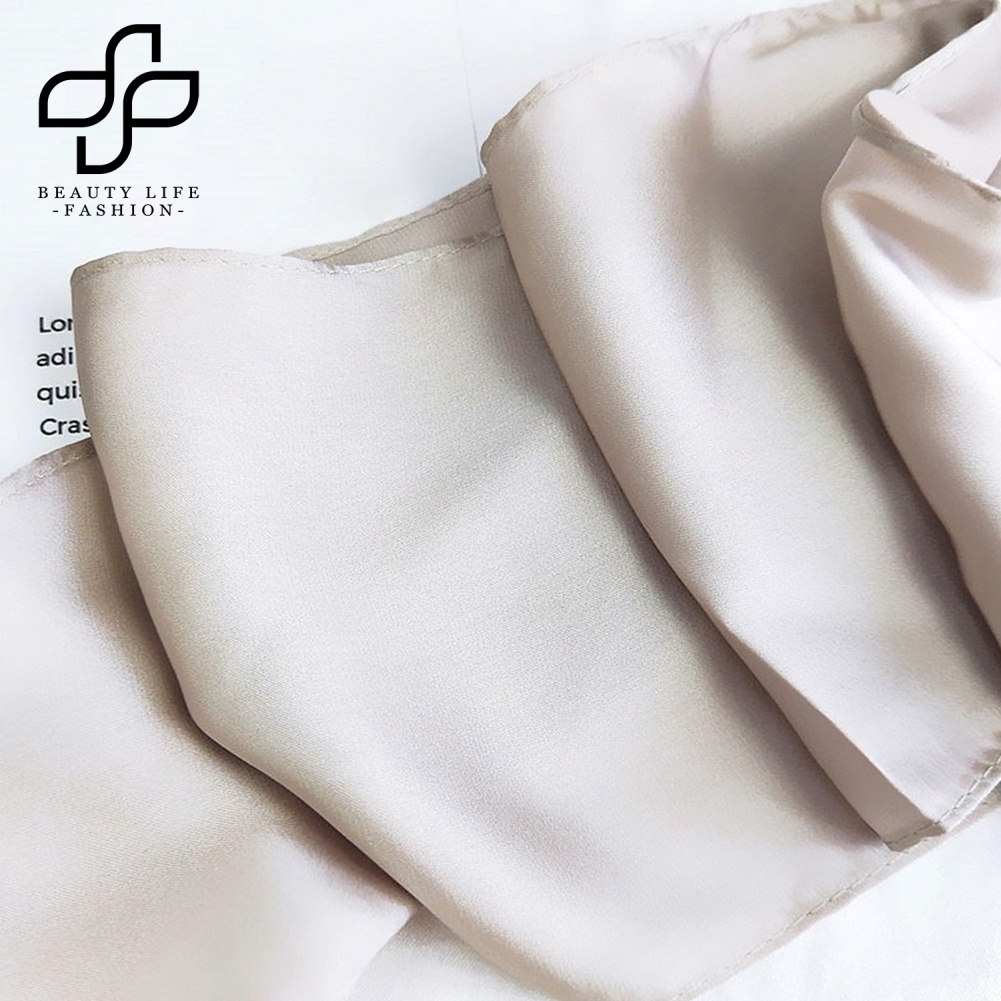 Khăn Quàng Cổ / Cài Đầu Hình Vuông Màu Trơn Bằng Lụa Thời Trang Cho Nữ