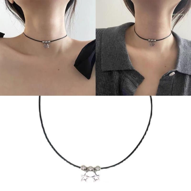 Vòng Cổ Choker Y2k Mặt Ngôi Sao Lấp Lánh Màu Đen
