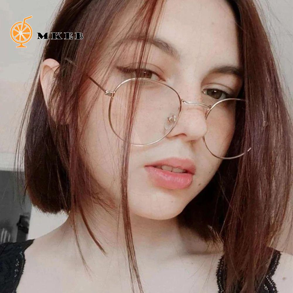 Mắt kính MKEB chống ánh sáng xanh gọng tròn trong suốt phong cách Hàn Quốc cổ điển cho nam và nữ