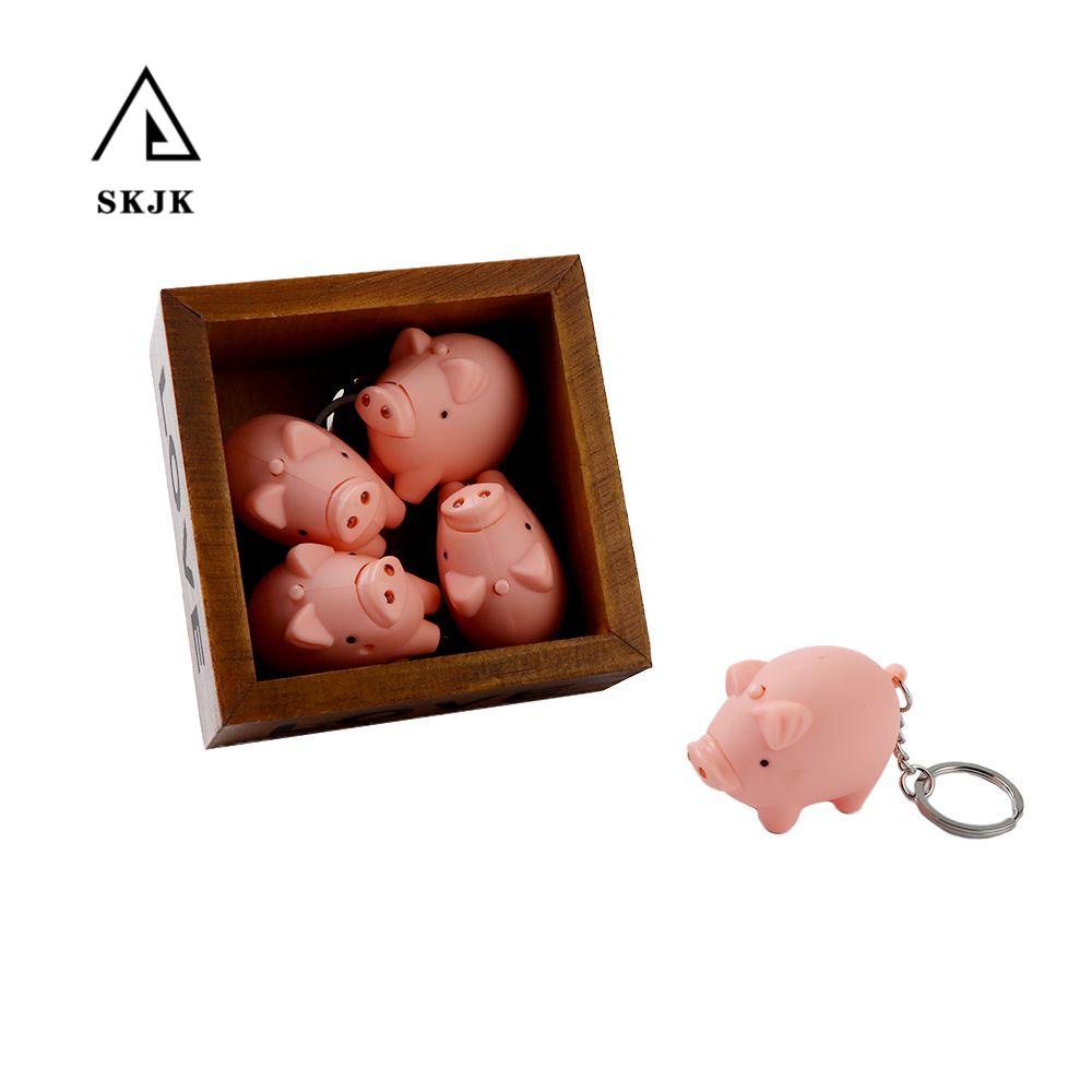 Móc Khóa Hình Heo Con Có Đèn LED Dễ Thương