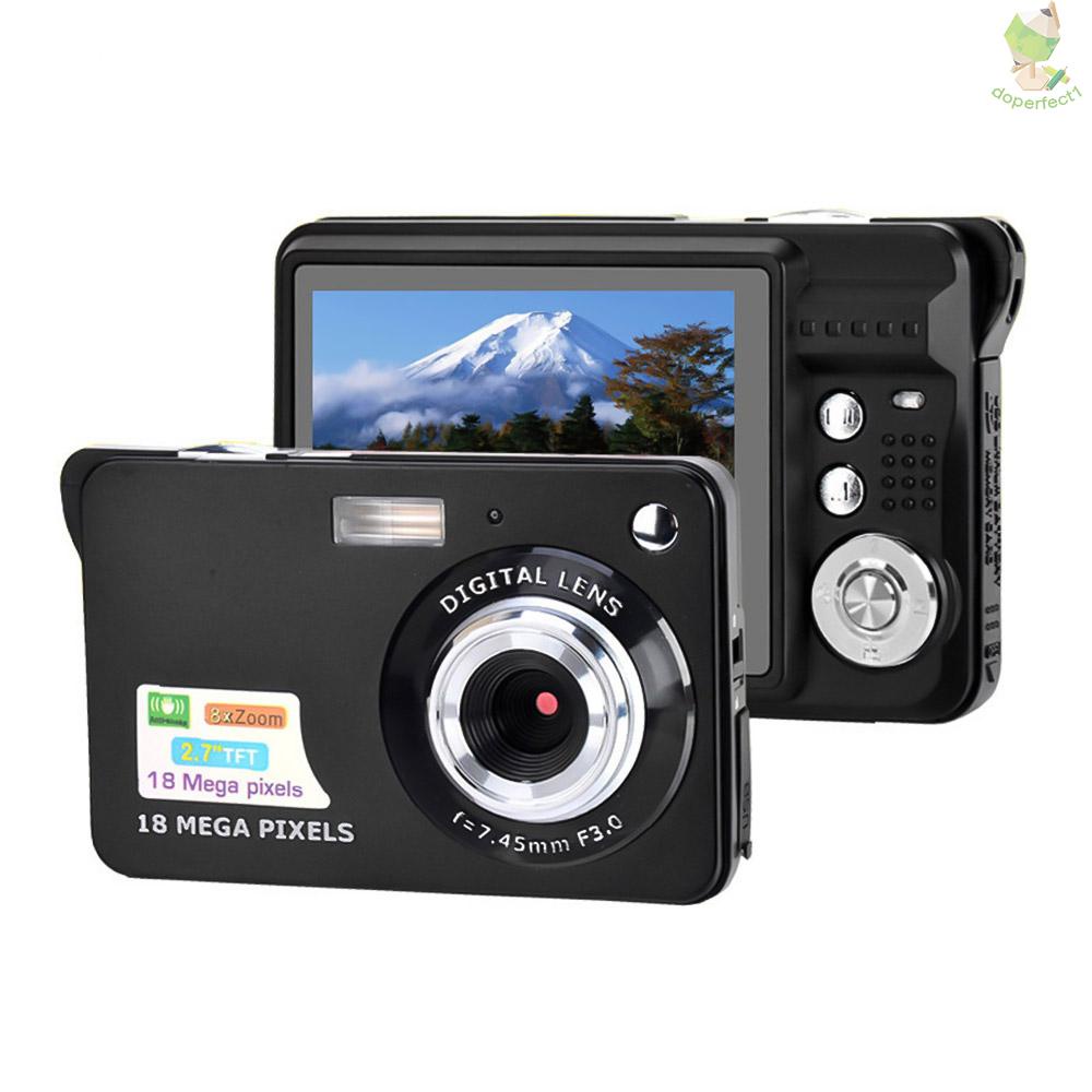 Digital Camera Mini Pocket Camera 18MP 2.7 Inch LCD Screen 8x Zoom Smile Capture Anti-Shake with Battery   Came-6.5