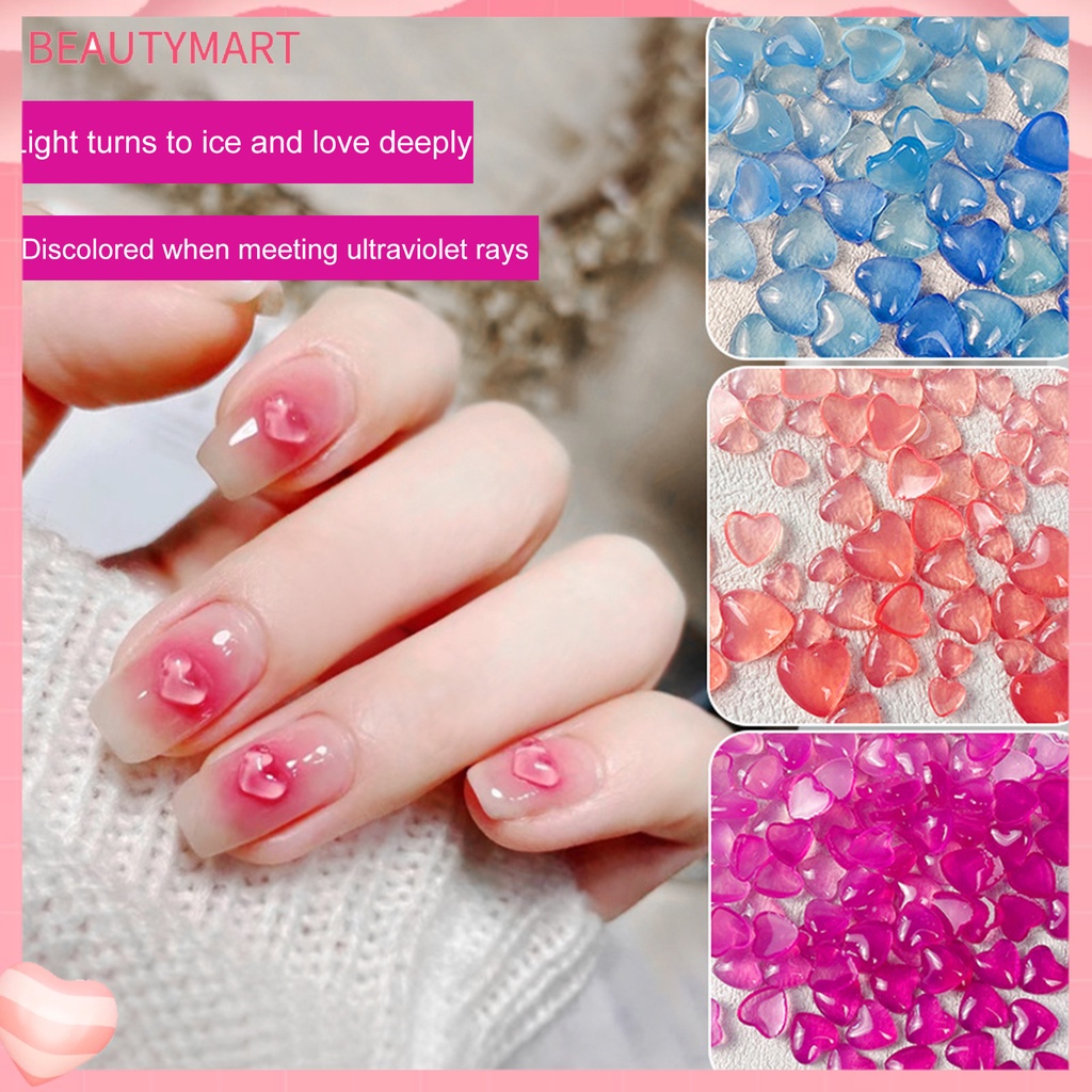 1 Túi Phụ Kiện Trang Trí Móng Tay Nghệ Thuật Tạo Hiệu Ứng Hình Trái Tim Thay Đổi Màu Sắc Sáng Tạo