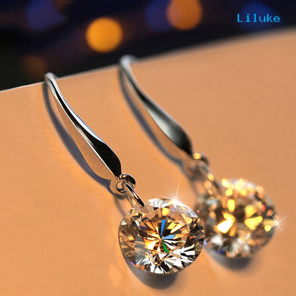 Đôi Khuyên Tai HìNh TròN Mạ BạC ĐíNh Zircon LấP LáNh ThờI Trang Cho Nữ