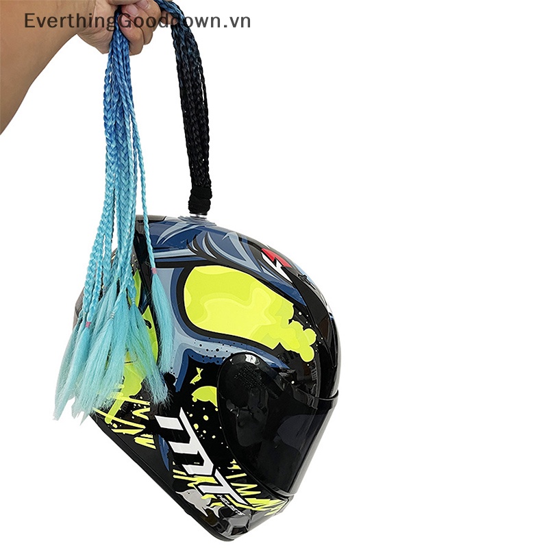 Everthinggooddown Mũ Bảo Hiểm Bện Tóc Đuôi Ngựa Màu Gradient Có Giác Hút vn