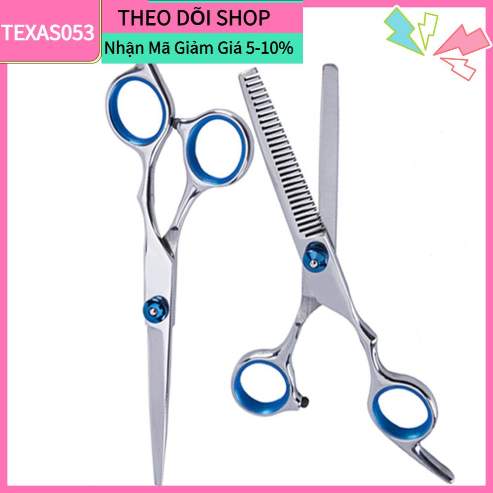 Texas053 11 Chiếc Kéo Cắt Tóc Bộ Kẹp Bàn Chải Lược Làm Bằng Thép Không Gỉ Cho Tiệm Xanh Dương
