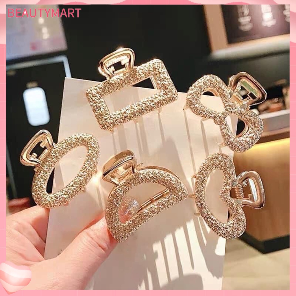 [beautymart] Kẹp Tóc Đa Phong Cách Bằng Hợp Kim Hình Nơ / Chữ Nhật / Trái Tim / Mặt Trăng / Elip Đơn Giản Sáng Bóng Thanh Lịch Cho Nữ