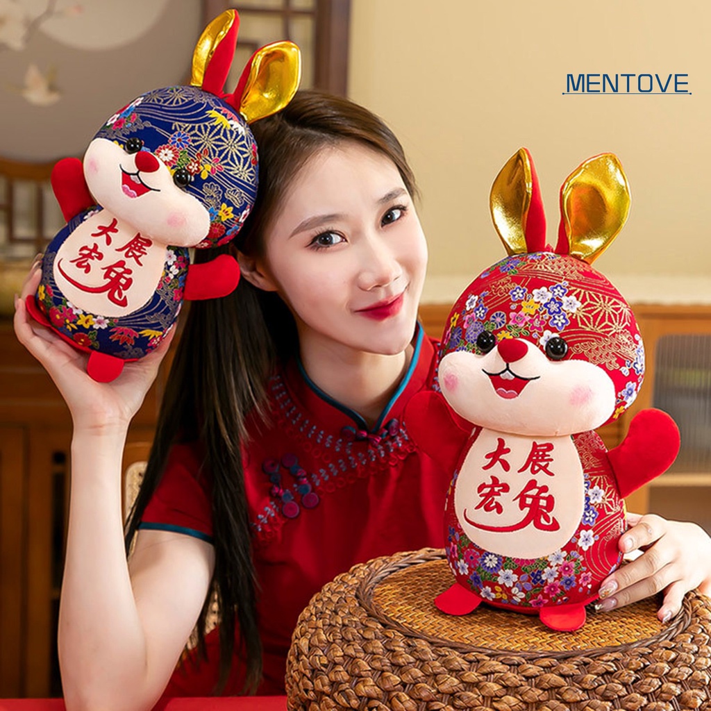 Búp Bê Nhồi Bông Hình Thỏ 3D Mềm Mại Phong Cách Trung Hoa 2023