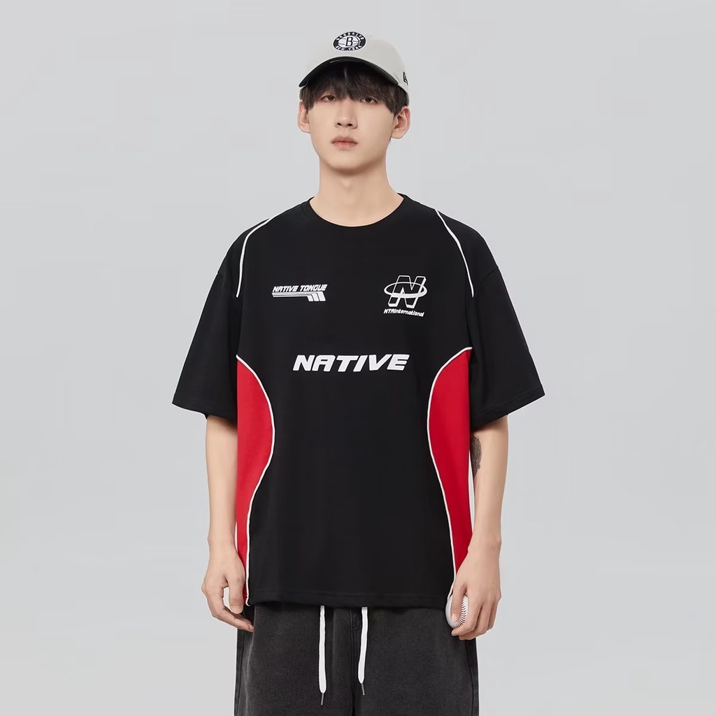 Áo Thun Tay Ngắn Cổ Tròn In Chữ Phong Cách Đường Phố Mỹ Thời Trang Mùa Hè Cho Nam