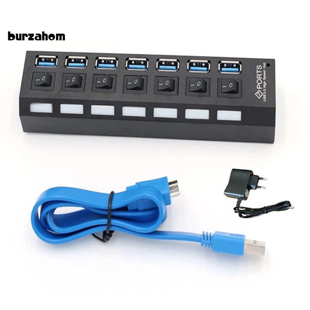 Bộ Chia 7 Cổng USB 3.0 Kèm Công Tắc Tiện Dụng Cho Máy Tính