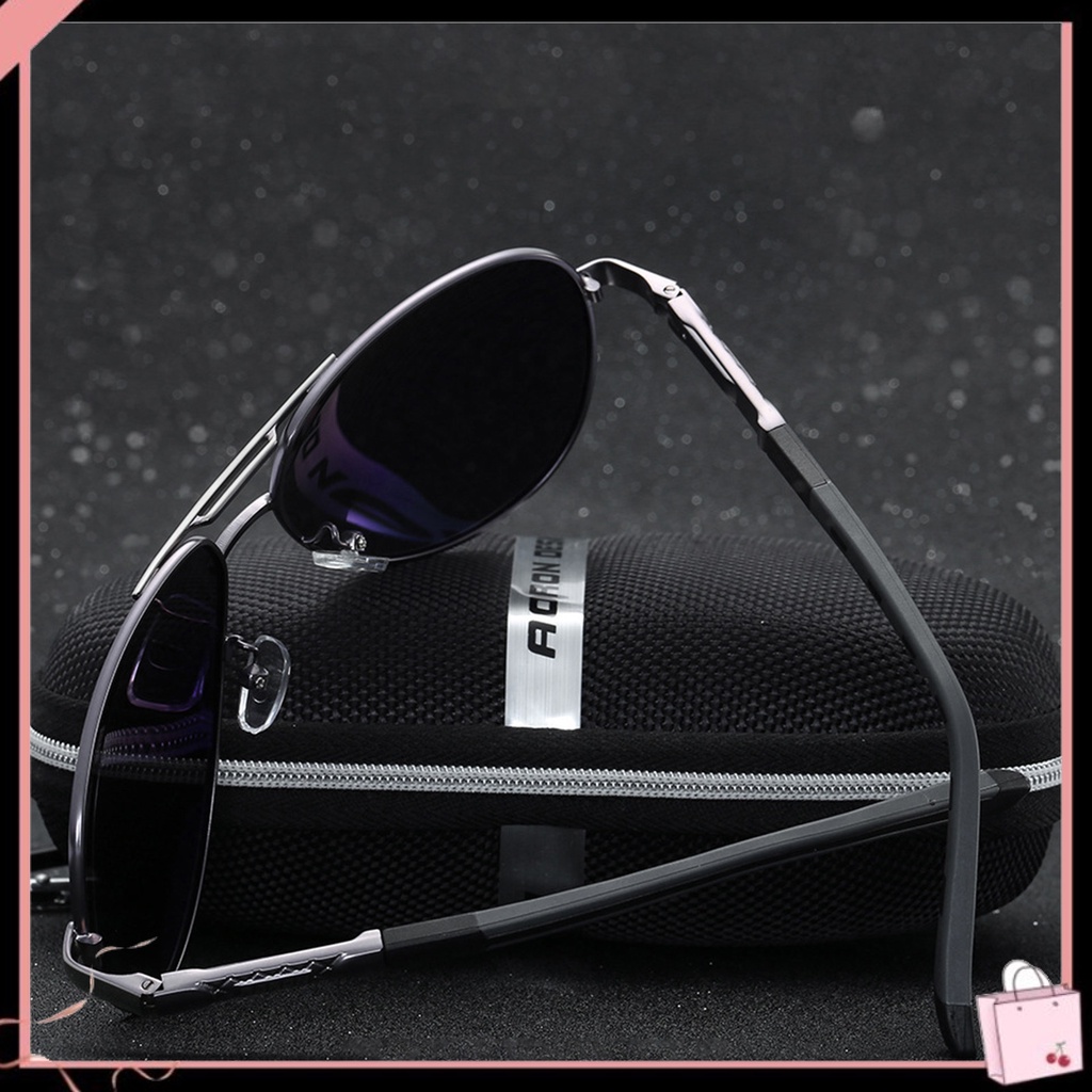 Kính Mát Phân Cực Chống Tia UV400 Gọng Kim Loại Thời Trang Cho Nam