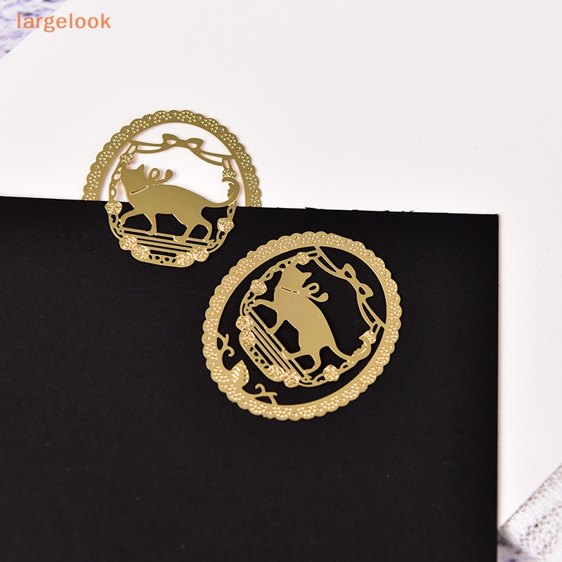 Thẻ Đánh Dấu Trang Sách Hình Mèo Bằng Kim Loại Dễ Thương