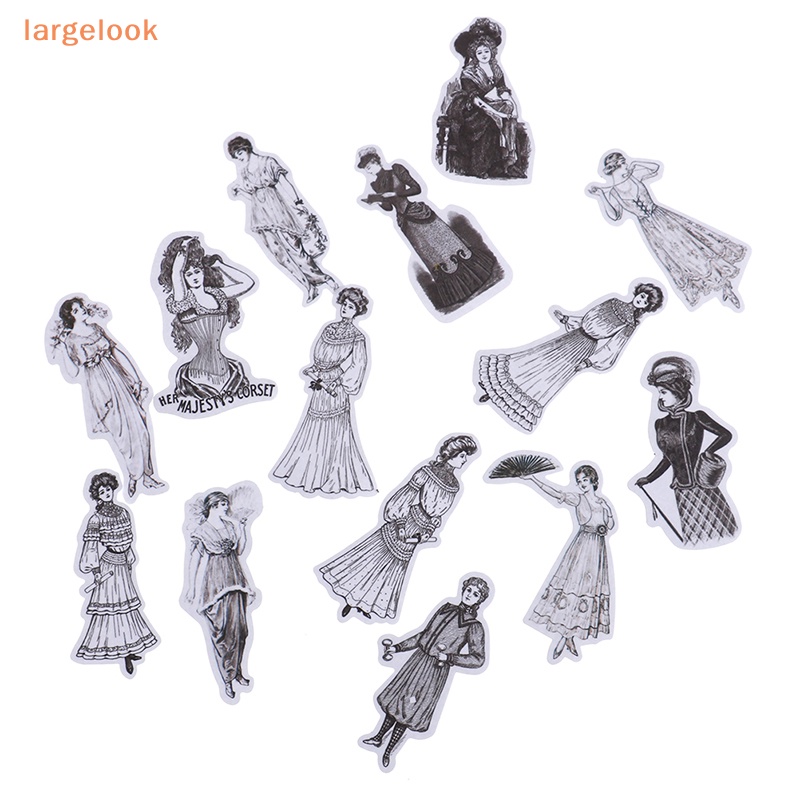 Set 14 Phụ Kiện Trang Trí Sổ Tay / Nhật Ký DIY Hình Cô Gái Châu Âu