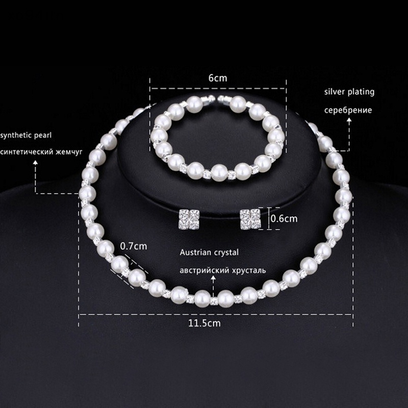 1 Bộ Trang Sức Ngọc Trai Pha Lê Cho Phù Dâu