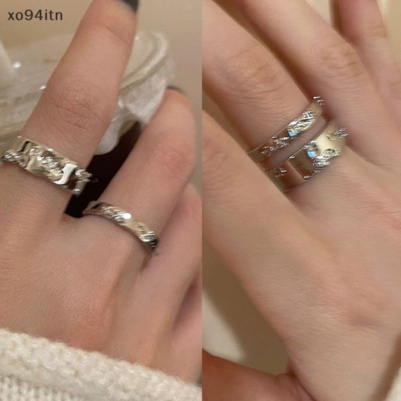 Set 2 Nhẫn Hở Mạ Bạc Đính Đá Nhiều Màu Sắc Phong Cách Punk Cổ Điển