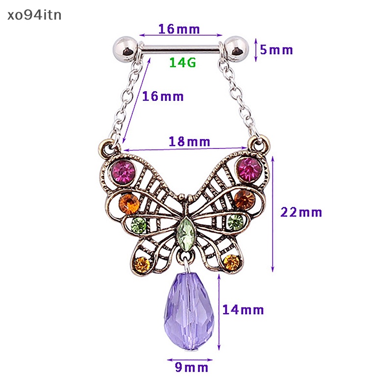 Khuyên Nhũ Hoa Bằng Thép Không Gỉ Màu Sắc Đồng Hình Bướm Sáng Tạo Quyến Rũ Cho Nữ