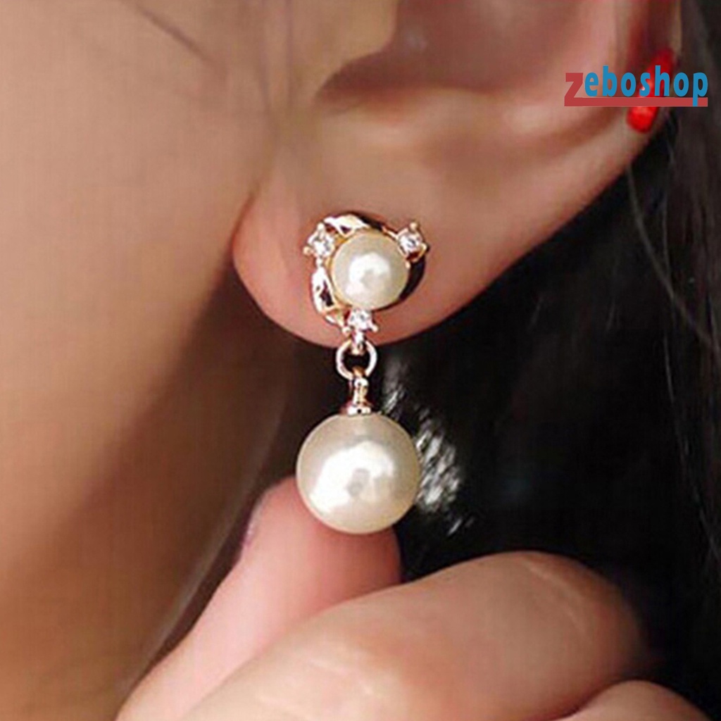 Khuyên Tai Dạng Vòng Lủng Lẳng Bắt Mắt Tinh Tế 2 Màu Ngọc Trai Giả Tua Rua Cho Tiệc Tùng