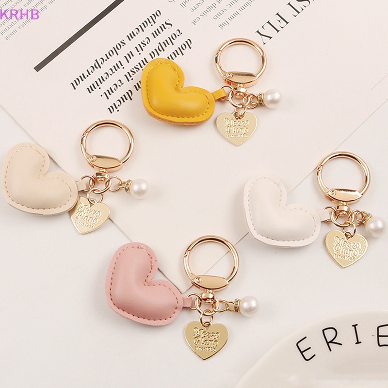 Móc Khóa Da PU Hình Trái Tim Nhiều Màu Sắc Sáng Tạo Cho Nữ Mới