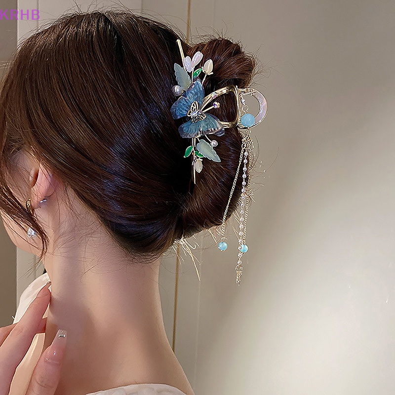 Kẹp Tóc Kim Loại Hình Bướm Đính Đá Phong Cách Hàn Quốc Cho Nữ Mới