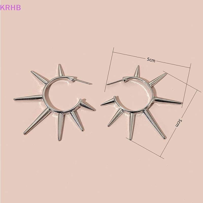 Khuyên Tai Đính Đinh Tán Hình Nón Bằng Kim Loại Phong Cách Hip Hop Punk Thời Trang Cho Nữ Mới