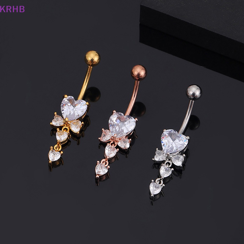 Khuyên Rốn Đính Đá Zircon Hình Trái Tim Thời Trang Cho Nữ Mới