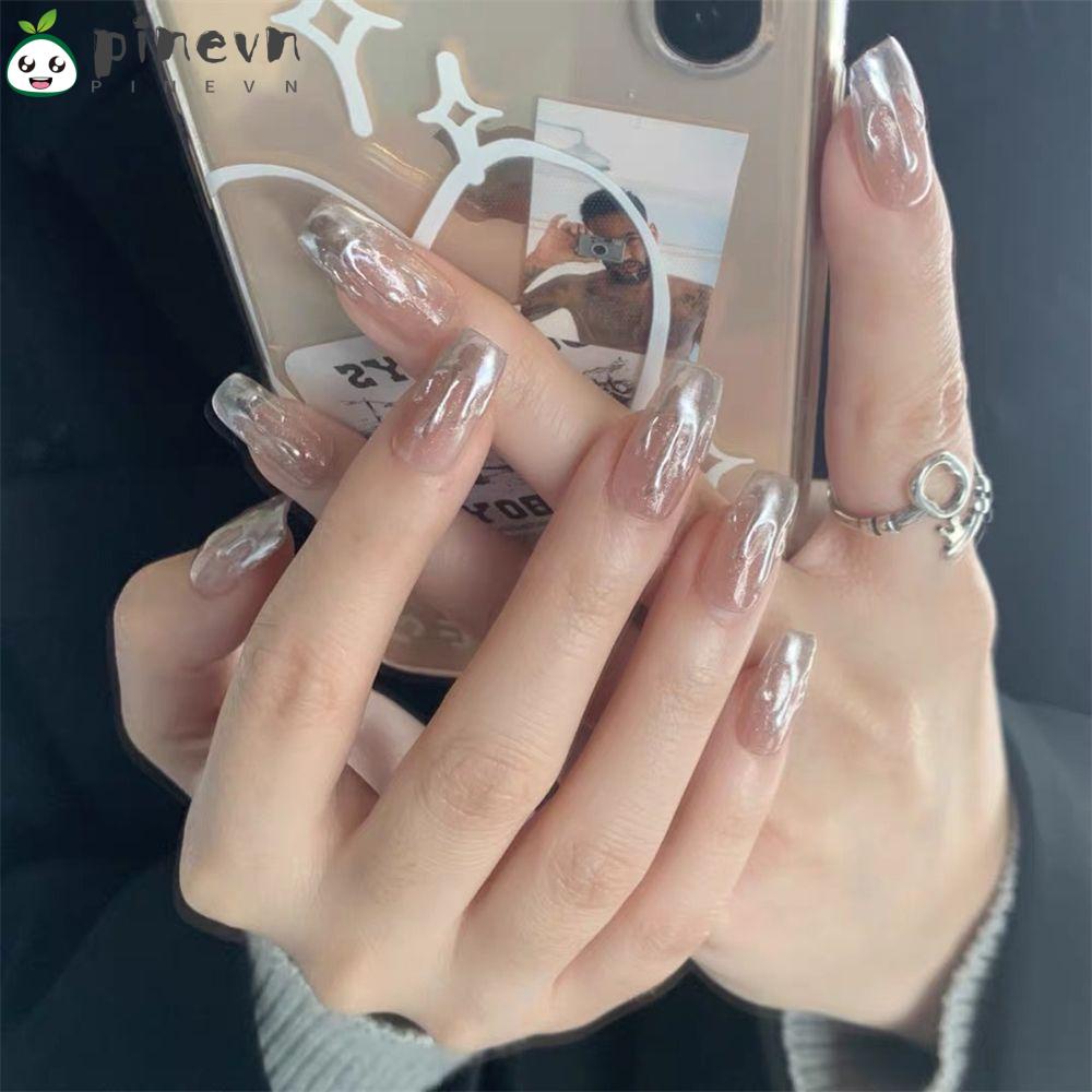 Bộ Móng Tay Giả Ngắn Hình Tròn Có Thể Tháo Rời