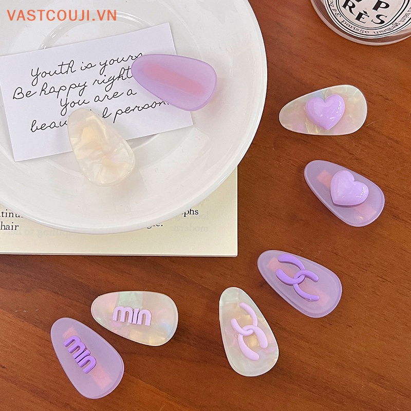 Kẹp Tóc Màu Tím In Họa Tiết Chữ / Trái Tim Xinh Xắn Thời Trang Cho Nữ