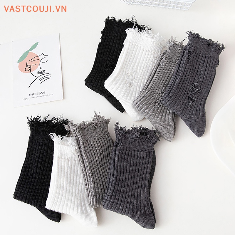 Vớ Đan Len Rách Phong Cách Harajuku Đường Phố Thời Trang Cho Nữ