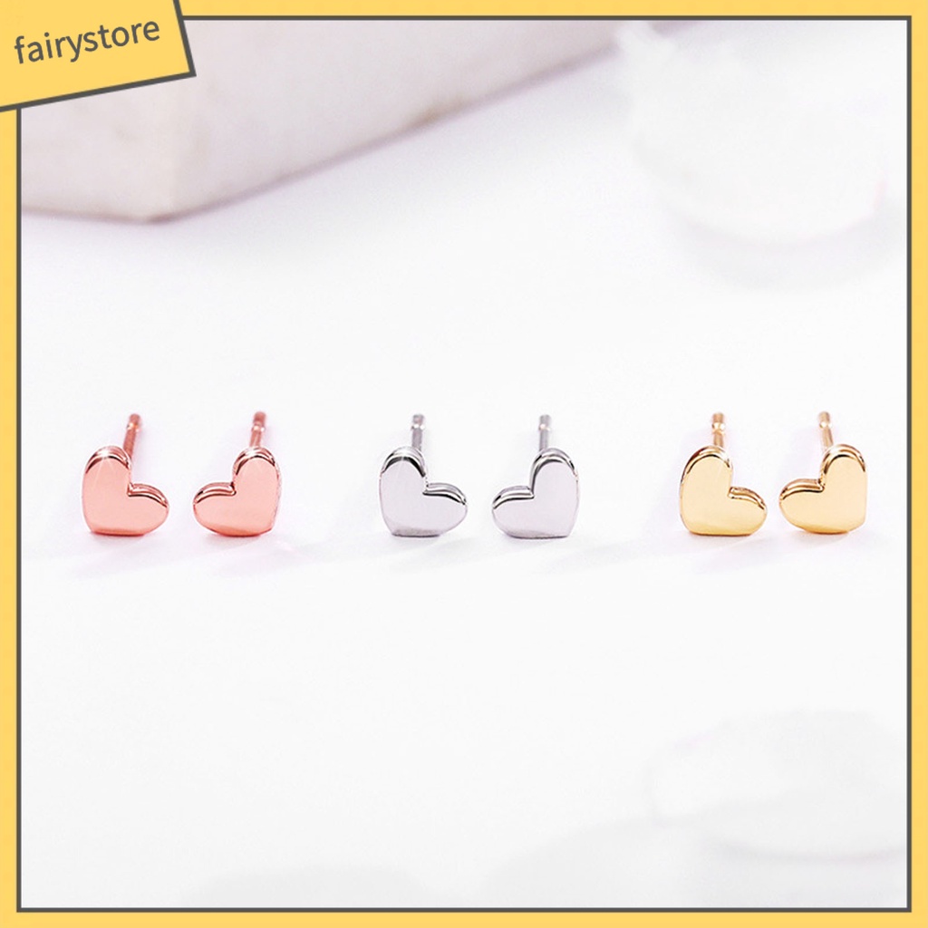 1 Đôi Bông Tai Hình Trái Tim Thanh Lịch Sáng Bóng