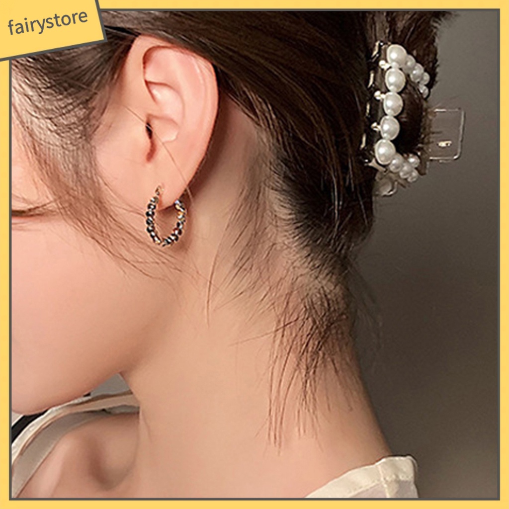 1 Đôi Bông Tai Hình Tròn / Vuông Bằng Kim Loại Thời Trang Công Sở Cho Nữ