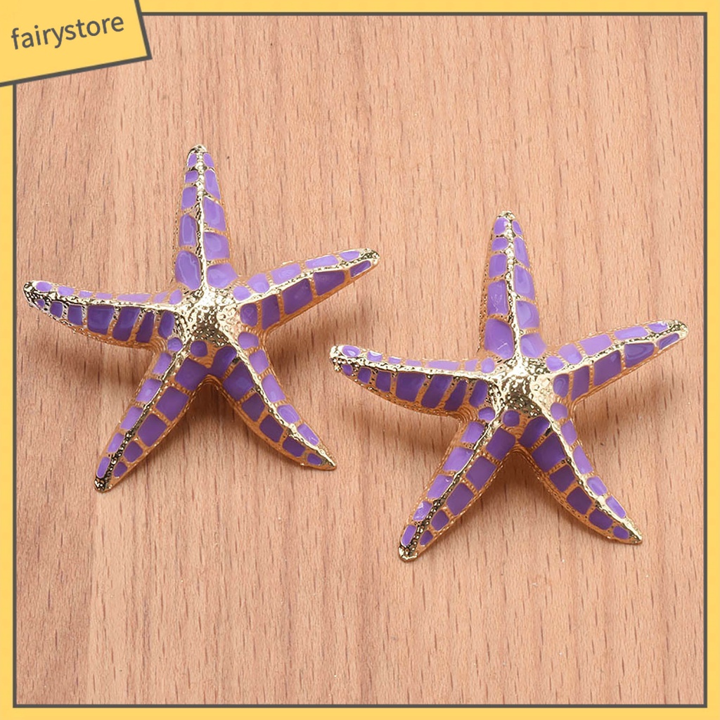1 Đôi Bông Tai Hình Sao Biển 3D Màu Sắc Tương Phản Phong Cách Bohemia Dành Cho Nữ