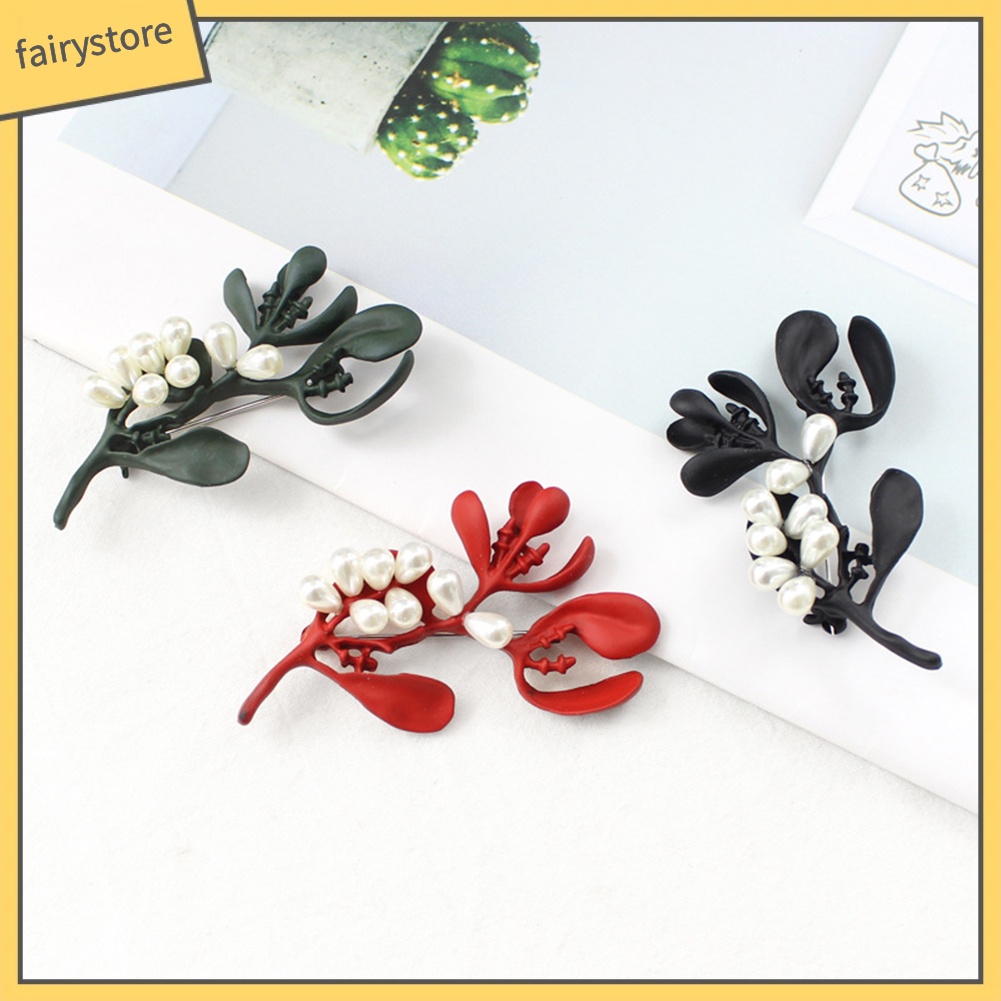 Ghim Cài Áo Hình Lá Đính Ngọc Trai Nhân Tạo Cho Nữ