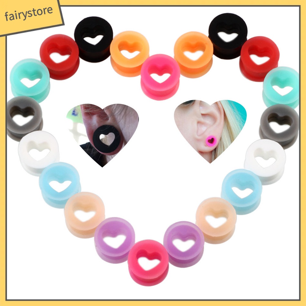 1 Khuyên Nong Tai Silicone Hình Trái Tim Unisex