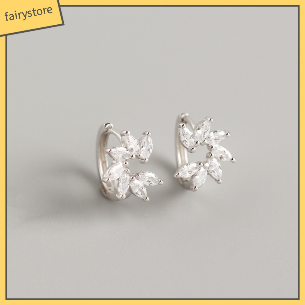 Đôi Bông Tai Khoen Tròn Phối Hoa Đính Đá Thời Trang Cho Nữ