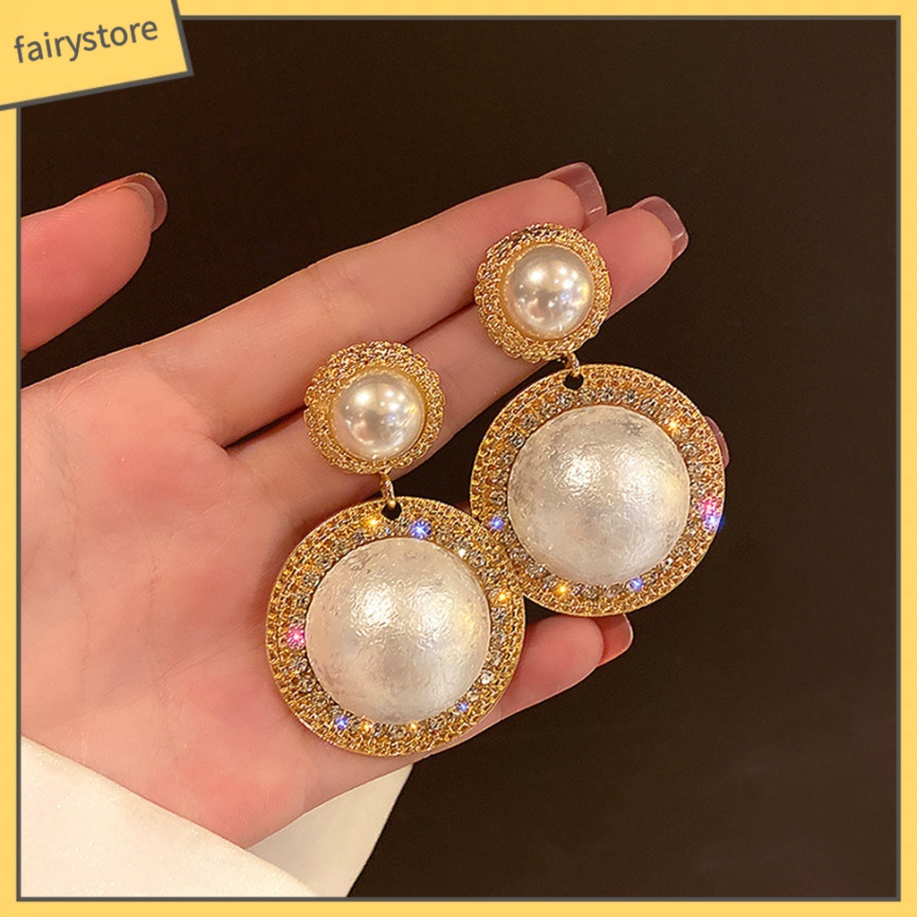 1 Đôi Bông Tai Nữ Đính Ngọc Trai Giả Phong Cách Hàn Quốc