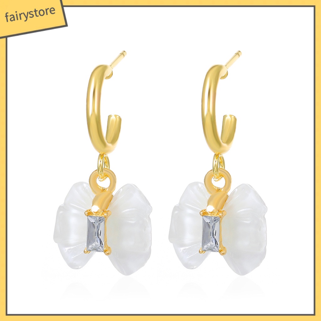 1 Đôi Bông Tai Hình Nơ Đính Đá Trong Suốt Dành Cho Cô Dâu