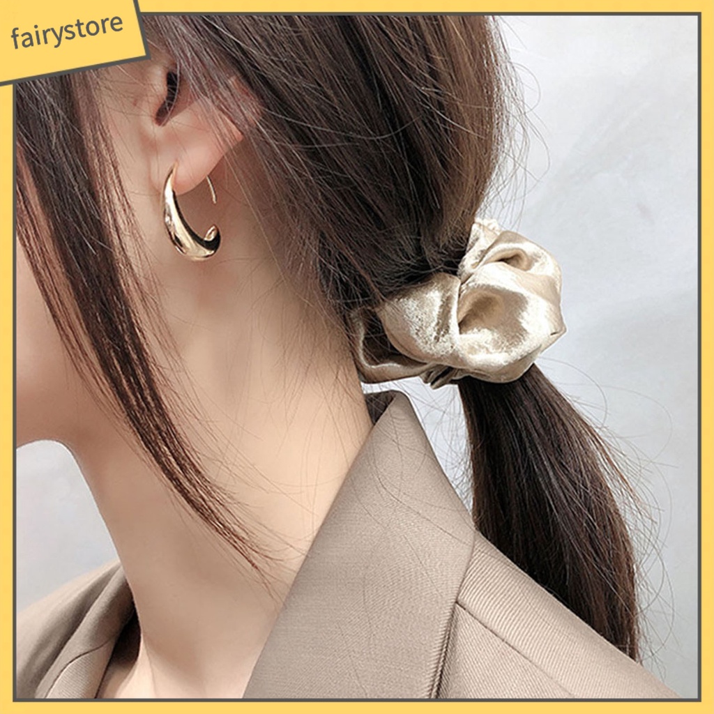 1 Đôi Bông Tai Hình Giọt Nước Màu Trơn Đơn Giản Dành Cho Nữ