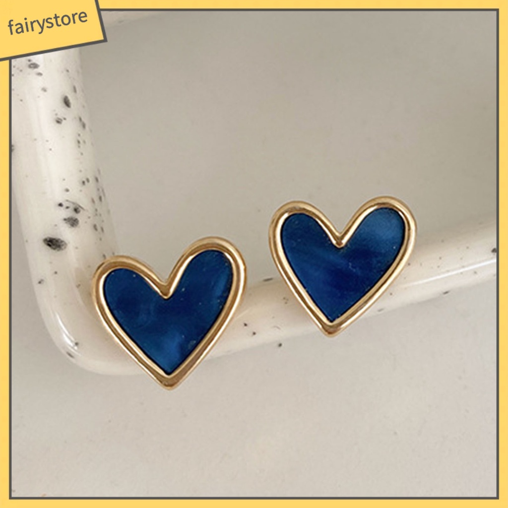1 Đôi Bông Tai Hình Trái Tim Bằng Hợp Kim Mạ Điện Tinh Tế