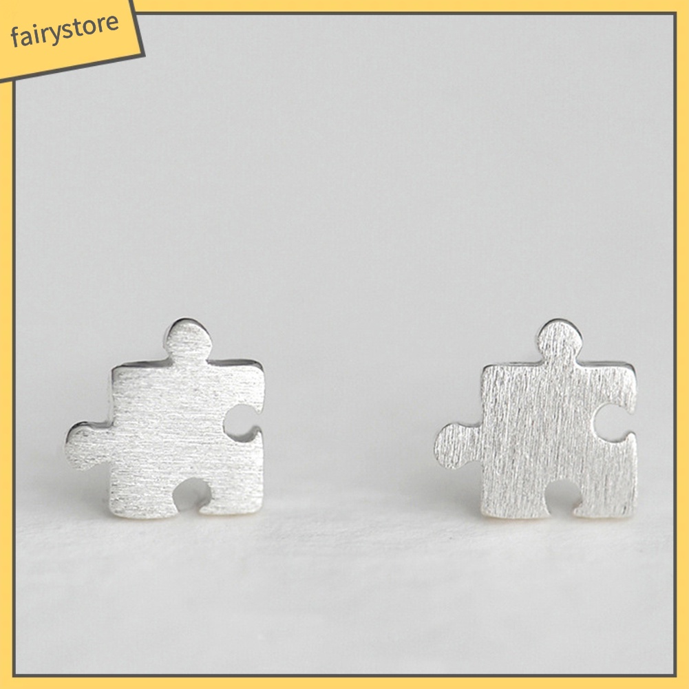 Bông Tai Mạ Bạc Hình Mảnh Ghép Thời Trang Dành Cho Nữ