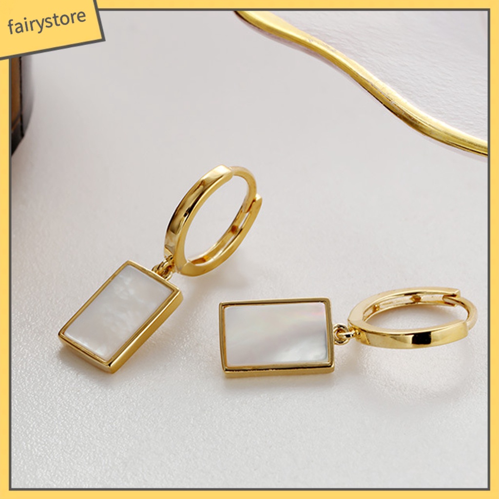 1 Đôi Bông Tai Treo Hình Học Bằng Thép Không Gỉ Chống Dị Ứng Màu Sắc Tương Phản Dành Cho Nữ