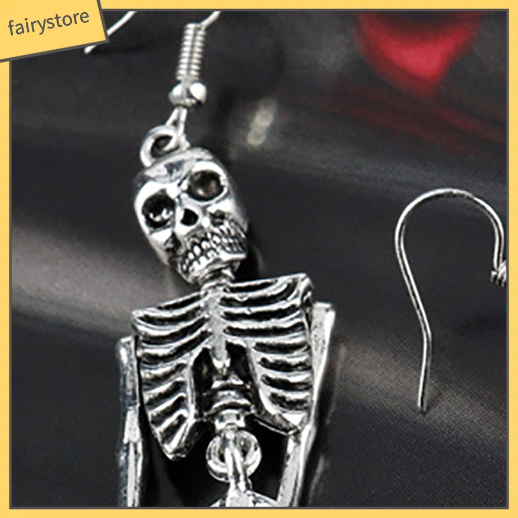 1 Đôi Bông Tai Hình Đầu Lâu Bằng Hợp Kim Phong Cách Halloween Dành Cho Nữ