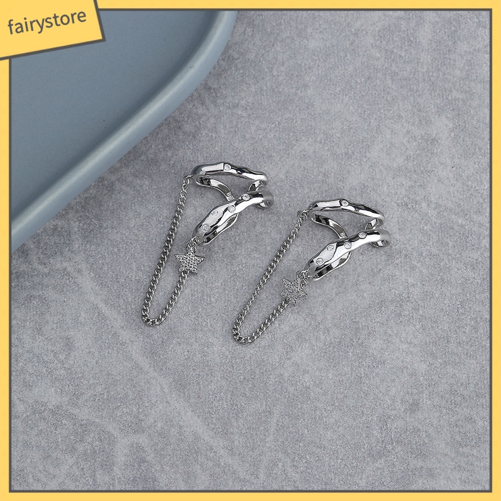 1 Khuyên Tai Dạng Kẹp Dây Xích Hở Trơn Màu Bằng Đồng Không Gỉ