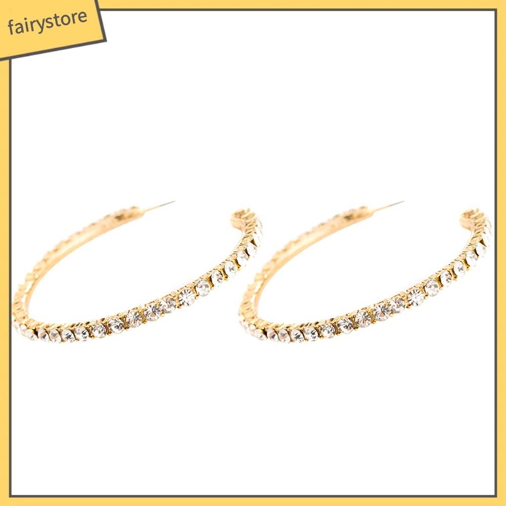 Khuyên Tai Tròn Lớn Đính Đá Thời Trang Cho Nữ