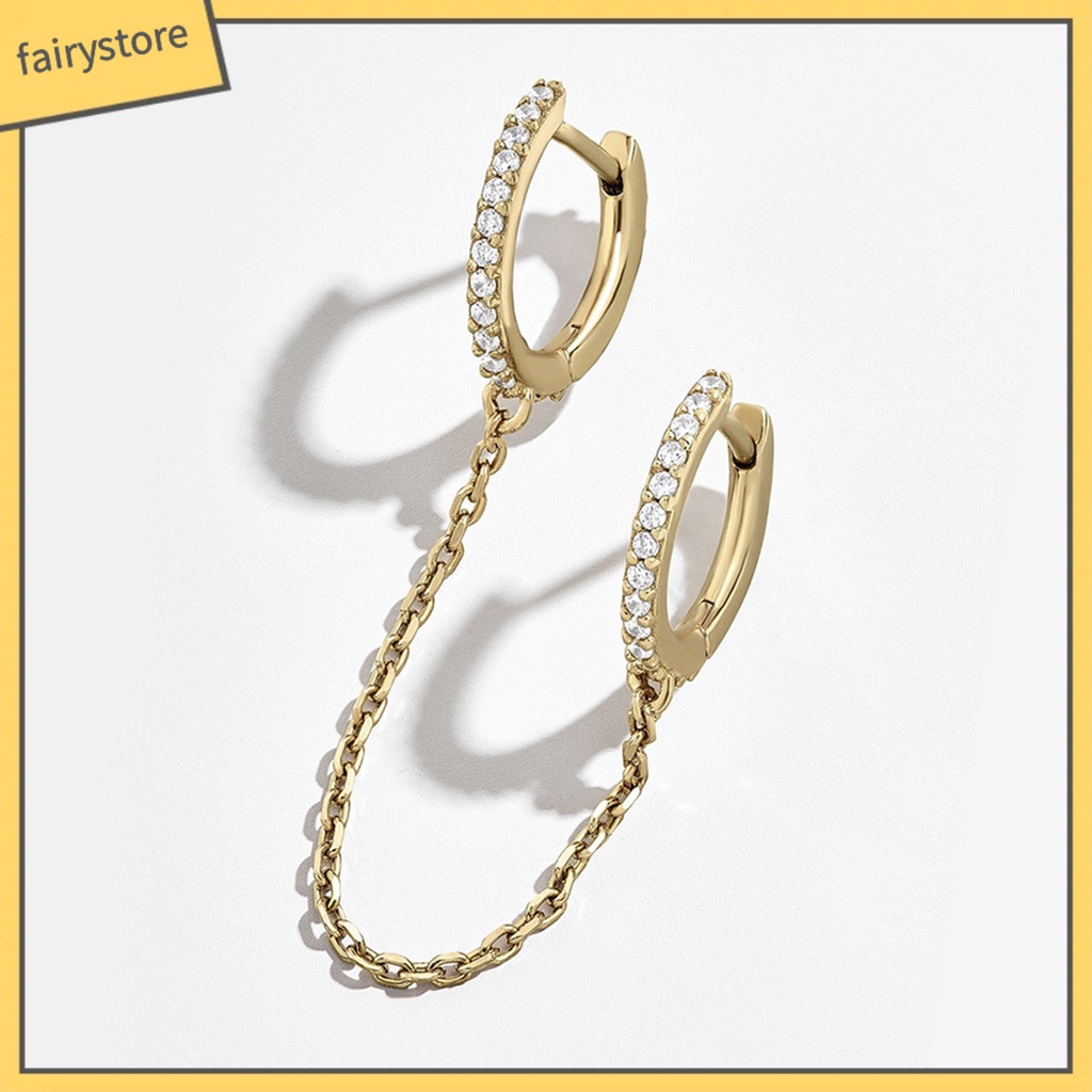 1 Khuyên Tai Chuỗi Đính Đá Lấp Lánh Thời Trang