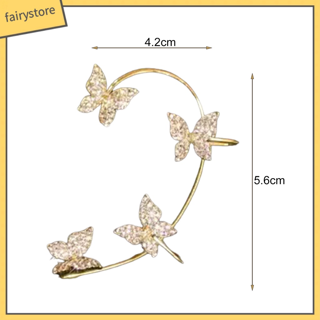 1 Chiếc Bông Tai Kẹp Hình Bướm Đính Đá Tinh Tế Cho Đám Cưới