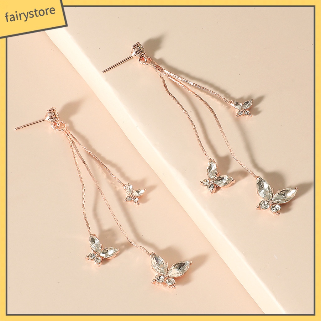 1 Đôi Bông Tai Hình Bướm Đính Đá Lấp Lánh Dành Cho Nữ